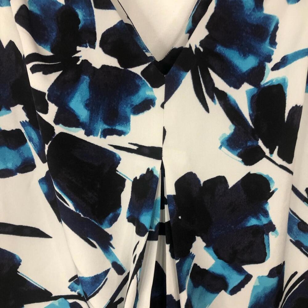 Simply Vera Dress Floral V Neck Pleated Front and Back Side Zip Tank Sleeveless - Picture 5 of 9
